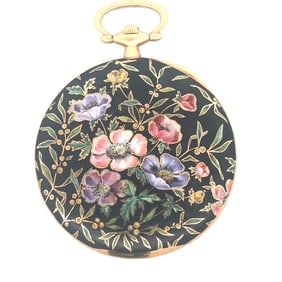 LONGINES 18K ENAMEL OPEN FACE POCKET WATCH