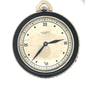 GUILLERMIN PARIS PLATINUM ONXY AND BURMESE RUBY ART DECO POCKET WATCH