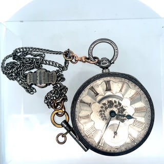 JOHN FORREST SILVER CASE FUSEE POCKET WATCH AND CHAIN, CIRCA 1875 (1 of 5)