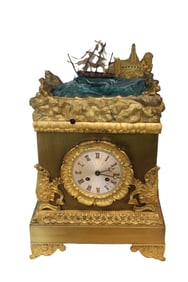 FRENCH ROCKING SHIP CLOCK, CIRCA 1840