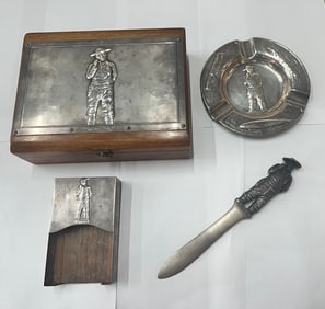 GORHAM FOR PINKERTON HANDS UP STERLING SILVER DESK SET