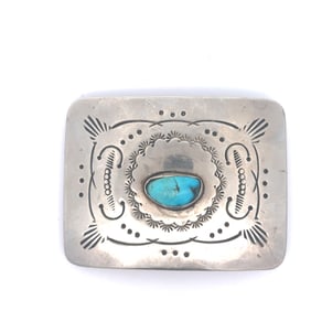 NATIVE AMERICAN BELT BUCKLE WITH TURQUOISE
