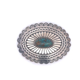 MARIO MADRID NATIVE AMERICAN SILVER AND TURQUOISE BELT BUCKLE