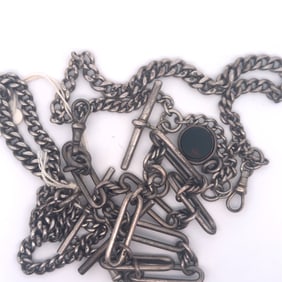 LOT OF 3 ENGLISH HALLMARKED SILVER WATCH CHAINS