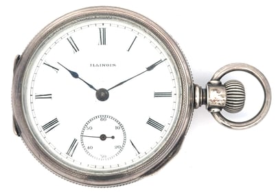 ILLINOIS TRANSITIONAL MODEL 2 COIN SILVER POCKET WATCH, CIRCA 1887