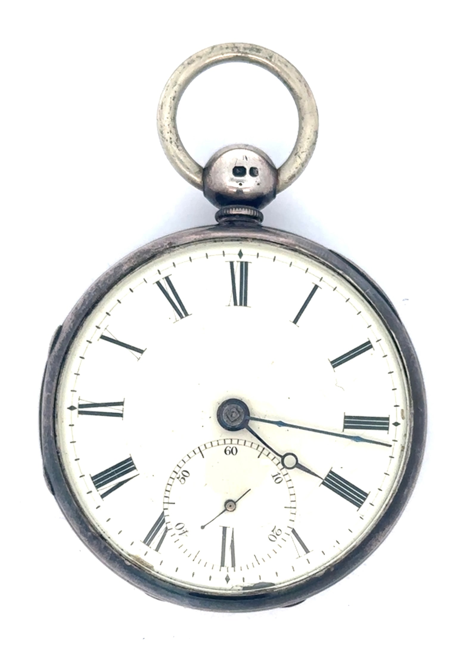 S. P. CHAMPNEY, WORCESTER, MA SILVER FUSEE POCKET WATCH: S. P. Champney Worcester, Mass signed gilt fusee pocket watch movement has a white porcelain enamel dial with Roman numerals. The watch movement is cased in a London silver hallmarked case from 1846. 