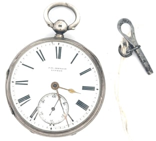 J. W. BENSON LONDON SILVER FUSEE POCKET WATCH, CIRCA 1876