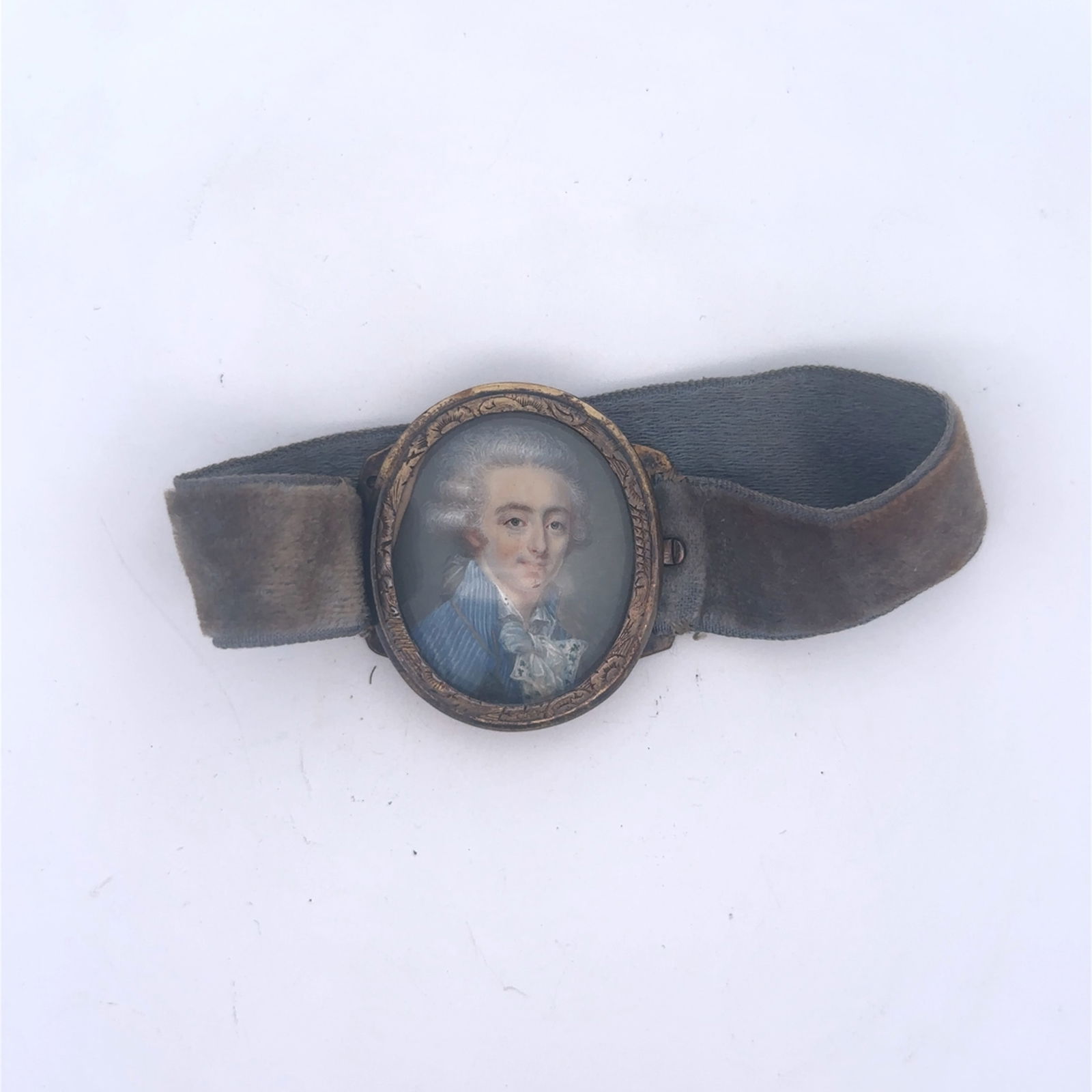 FRENCH HAND PAINTED PORTRAIT MINIATURE IN SILVER GILT FRAME, CIRCA 1840 (1 of 3)