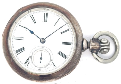 ILLINOIS AMERICA GRADE TRANSITIONAL SILVER POCKET WATCH, CIRCA 1881