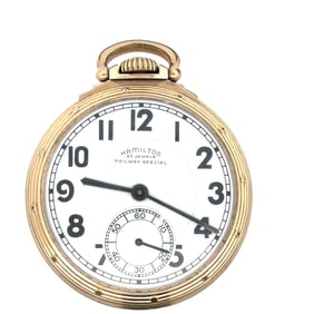 HAMILTON GRADE 950B 23 JEWEL RAILWAY SPECIAL POCKET WATCH, CIRCA 1942