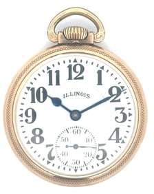 ILLINOIS BUNN SPECIAL GRADE 161A ELINVAR RAILROAD POCKET WATCH, CIRCA 1941