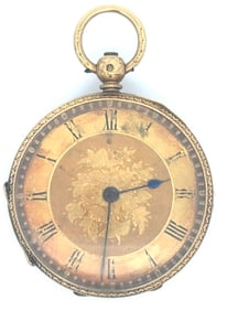 18K GOLD ENGLISH FUSEE PENDANT WATCH BY J. BROWNBILL LIVERPOOL, CIRCA 1876