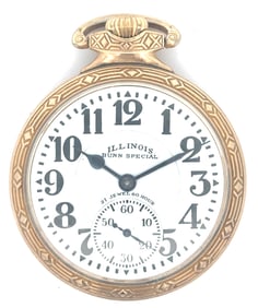 ILLINOIS BUNN SPECIAL 60 HOUR 21 JEWEL RAILROAD POCKE WATCH, CIRCA 1929