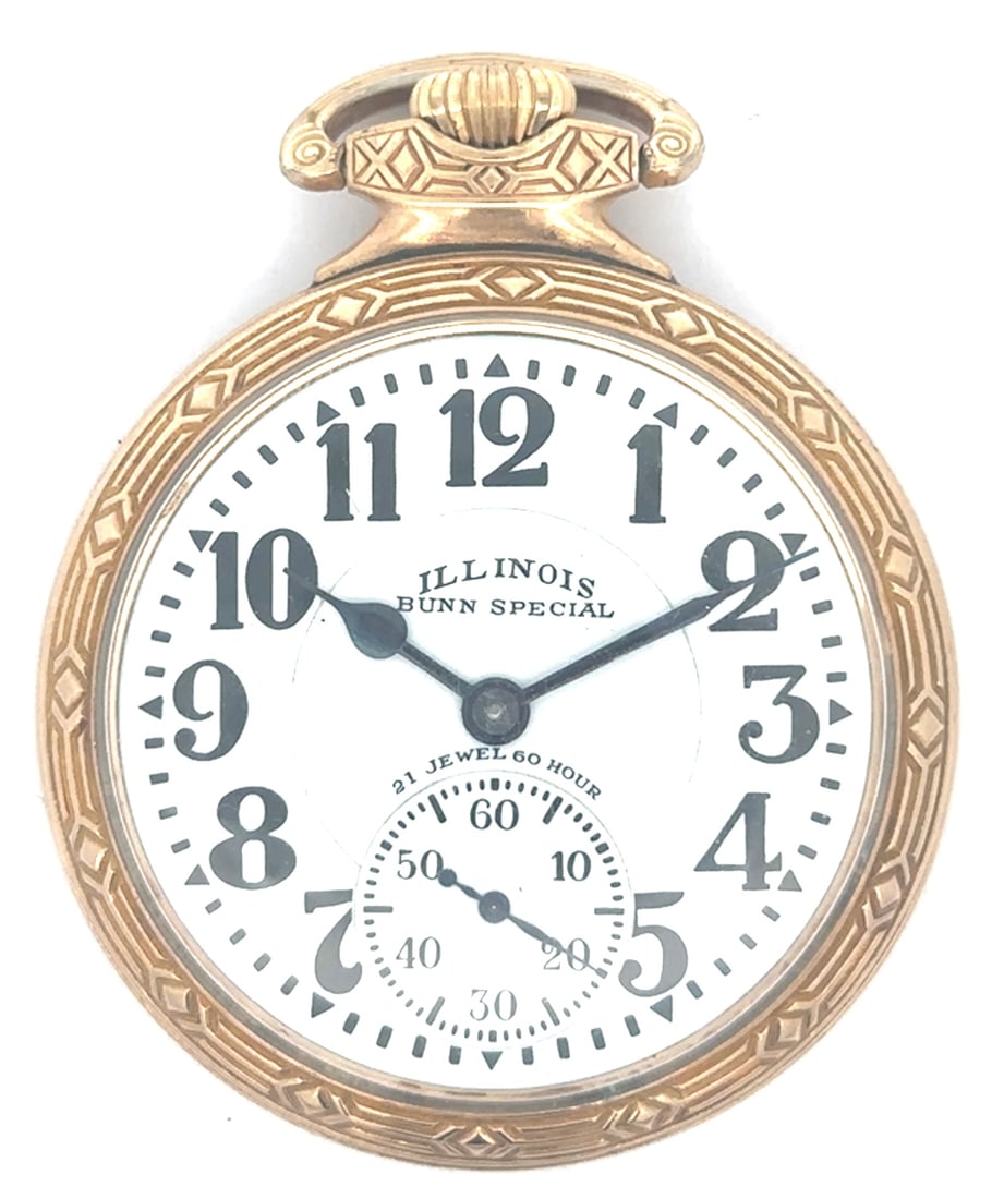 ILLINOIS BUNN SPECIAL 60 HOUR 21 JEWEL RAILROAD POCKE WATCH, CIRCA 1929 (1 of 7)