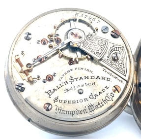 RARE BALL’S STANDARD SUPERIOR GRADE HAMPDEN RAILROAD POCKET WATCH, CIRCA 1890