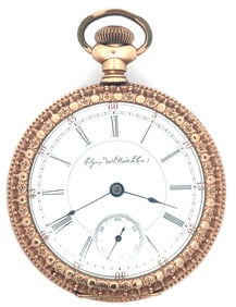 ELGIN 17 JEWEL 18 SIZE GOLD FILLED POCKET WATCH, CIRCA 1893