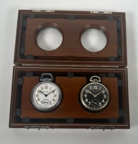 U.S. ARMY AIR CORPS AVIGATION MASTER WATCH BOX WITH 2 WATCHES, CIRCA 1934