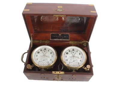 TWO DAY DOUBLE MARINE CHRONOMETER SET BY KIROV, CIRCA 1960