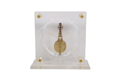 LECOULTRE CAL. 210 IN-LINE BRIDGE LUCITE TABLE CLOCK, CIRCA 1970