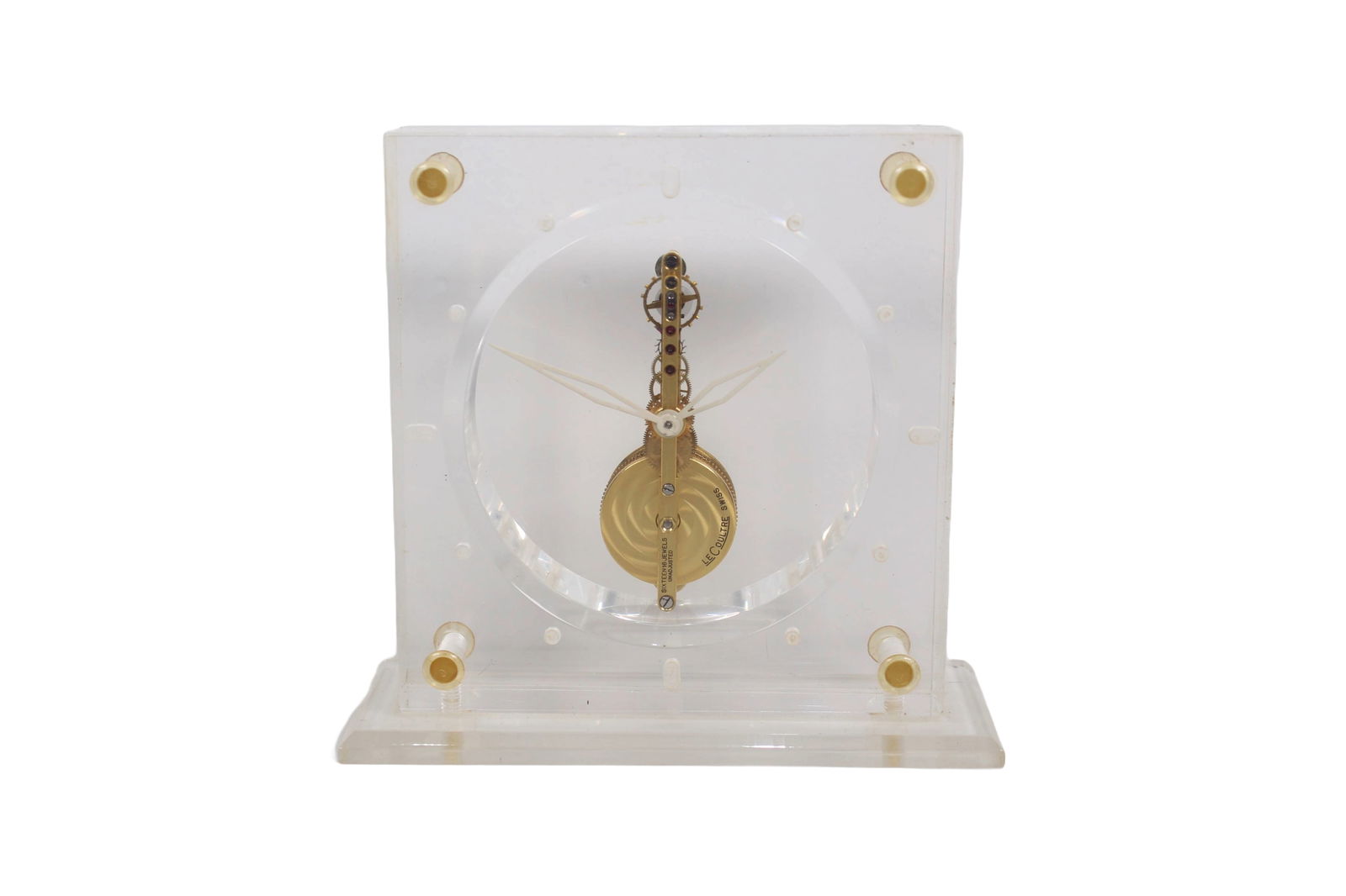 LECOULTRE CAL. 210 IN-LINE BRIDGE LUCITE TABLE CLOCK, CIRCA 1970 (1 of 6)