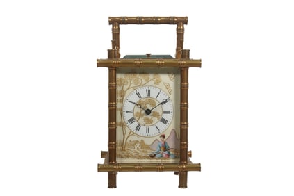 CHINOISERIE GILT BRASS REPEAT CARRIAGE CLOCK, WEBSTER, QUEEN VICTORIA STREET