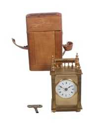BOSTON CLOCK COMPANY QUEEN ANNE CARRIAGE CLOCK, CIRCA 1890
