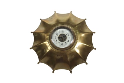 BRASS UMBRELLA FORM NOVELTY TABLE ALARM CLOCK, CIRCA 1890