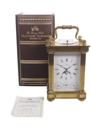 MATTHEW NORMAN CALENDAR MOONPHASE REPEATER ALARM CLOCK, CIRCA 1995