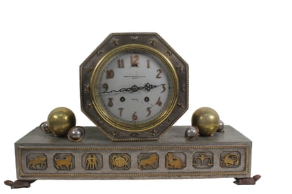 RARE CHELSEA ZODIAC TAMBOUR MANTLE CLOCK