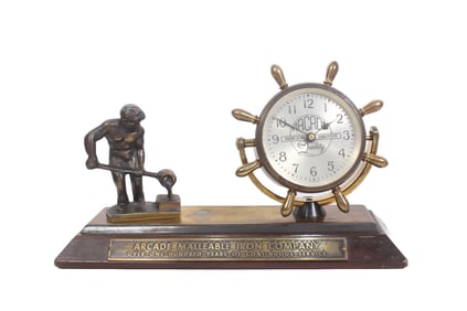 CHELSEA FIGURAL DESK CLOCK, CIRCA 1949