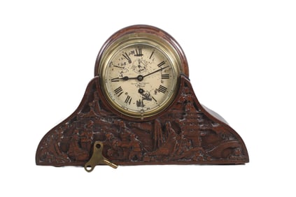 KELVIN, BOTTOMLEY AND BAIRD LTD. SHIPS CLOCK WITH CHINOISERIE SUB-BASE, CIRCA 1920