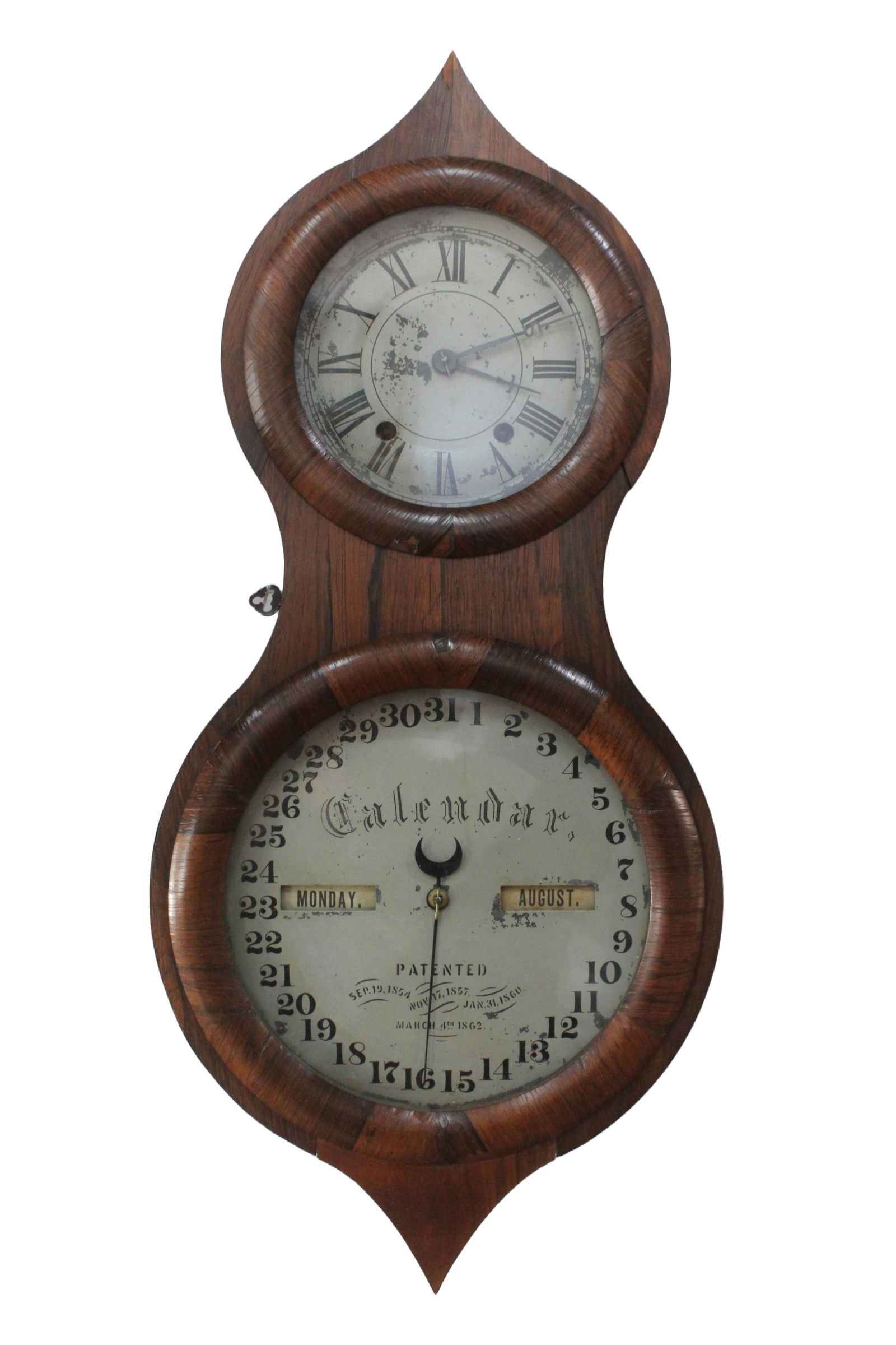 SETH THOMAS OFFICE CALENDAR CLOCK NO. 3 PEANUT, CIRCA 1870 (1 of 4)