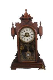 E. N. WELCH OAK KITCHEN CLOCK, CIRCA 1890