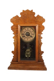 WATERBURY GIBSON OAK KITCHEN CLOCK, CIRCA 1890