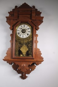 E. INGRAHAM ST. CLAIR HANGING KITCHEN CLOCK, CIRCA 1890