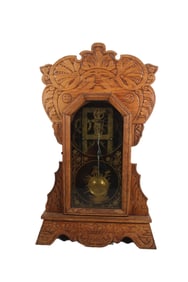 INGRAHAM OAK KITCHEN CLOCK, CIRCA 1890
