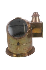 BRASS BINNACLE NAUTICAL COMPASS WITH OIL LAMP, CIRCA 1890