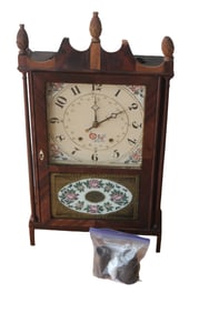 RILEY WHITING PILLAR AND SCROLL SHELF CLOCK, CIRCA 1840