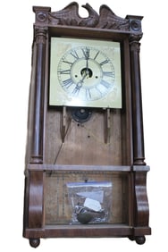 FORESTVILLE MANUFACTURING TRIPLE DECKER SHELF CLOCK, CIRCS 1840