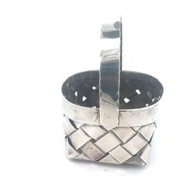 CARTIER STERLING SILVER HANDMADE WOVEN BASKET TRINKET BOX
