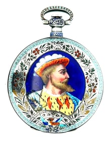CHINESE MARKET DUPLEX SILVER AND ENAMEL POCKET WATCH