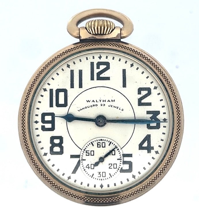 WALTHAM VANGUARD 23 JEWEL RAILROAD GRADE POCKET WATCH, CIRCA 1948 (1 of 5)