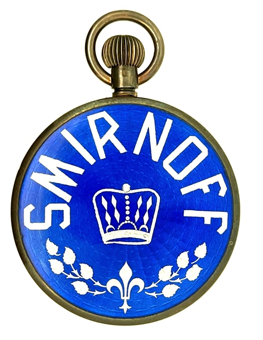 COMOR FOR SMIRNOFF STERLING SILVER AND ENAMEL OPEN FACE POCKET WATCH, CIRCA 1970 (1 of 3)