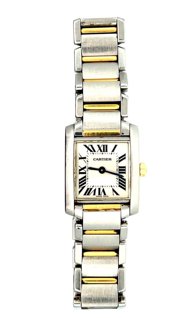 CARTIER TANK FRANCAISE REF. 2384 STEEL AND GOLD LADIES QUARTZ WRISTWATCH (1 of 6)