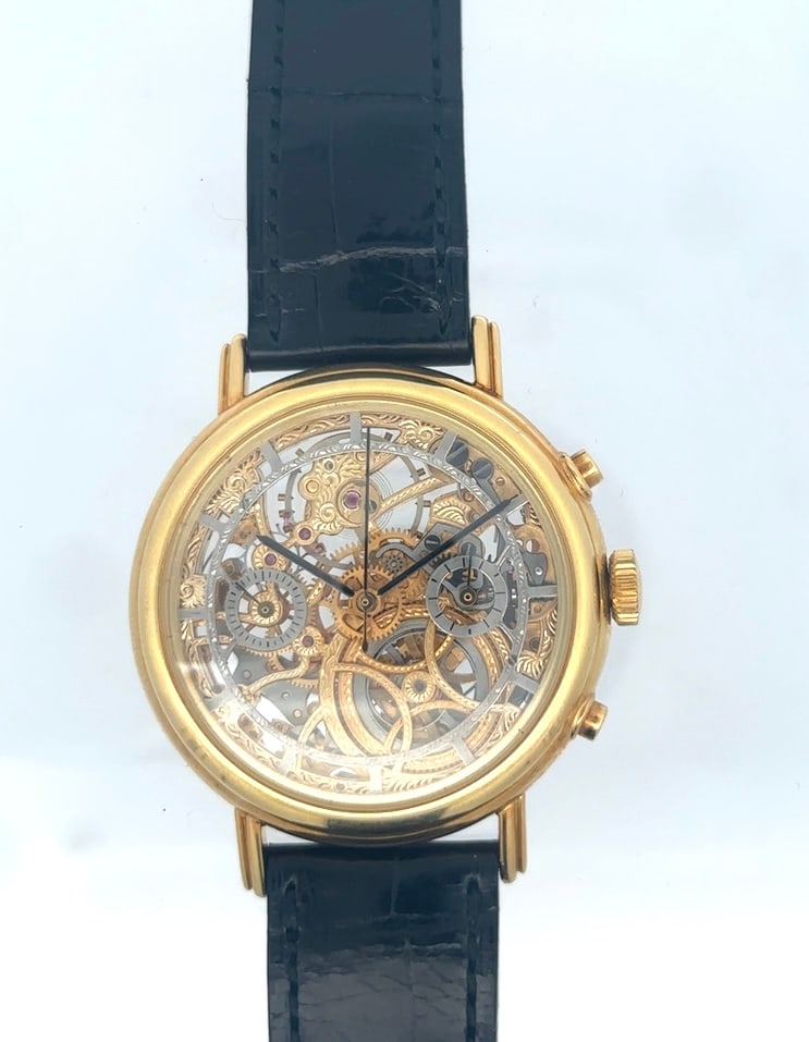 18K YELLOW GOLD SKELETON CHRONOGRAPH SWISSWRISTWATCH (1 of 5)