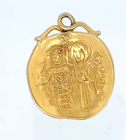 BYZANTINE EMPIRE 23K GOLD COIN PENDANT, CIRCA 1235 (1 of 2)