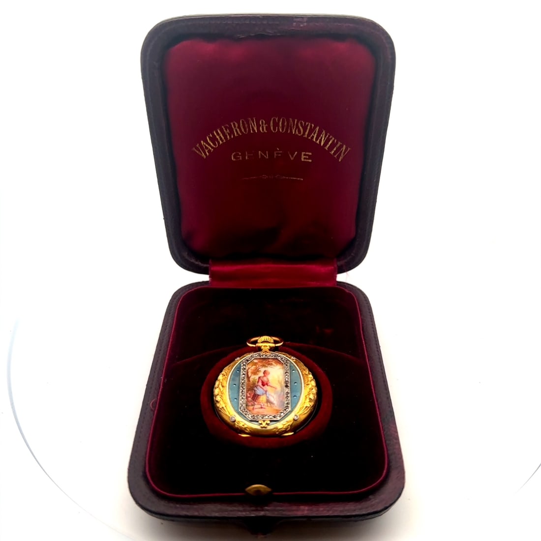 VACHERON AND CONSTANTIN 18K GOLD ENAMEL AND DIAMOND PENDANT WATCH, CIRCA 1911 (1 of 8)