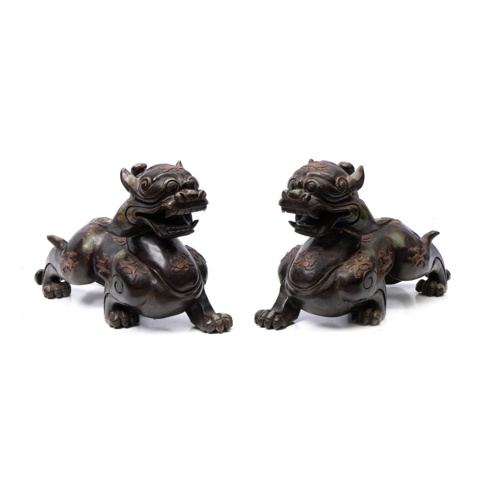 Large Pair Chinese Hard Stone Carved Beast Pixiu (1 of 7)