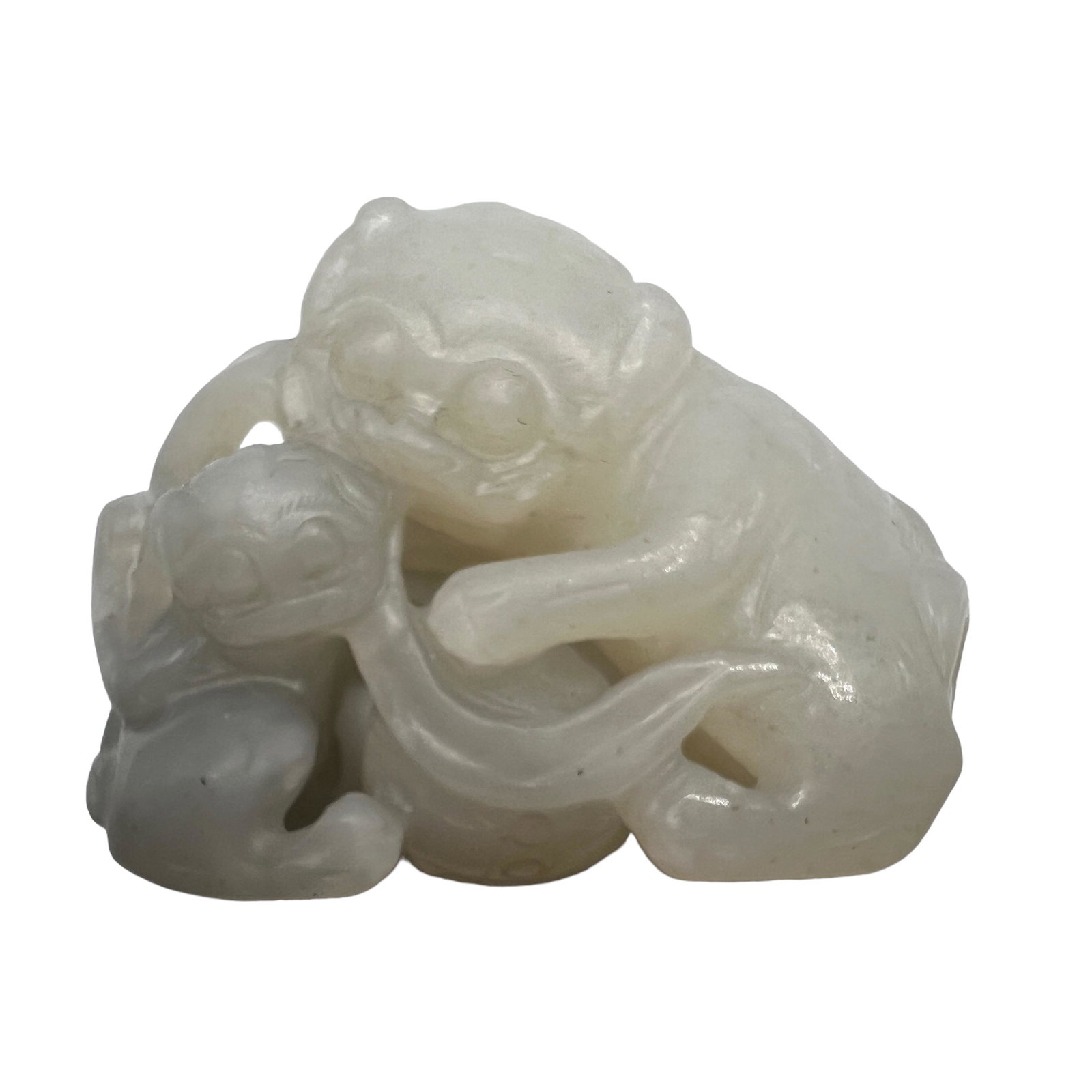 Chinese White And Gery Jade Carvings: W: 2 in. ( 5.08 cm) H: 1 1/2 in (3.81 cm)