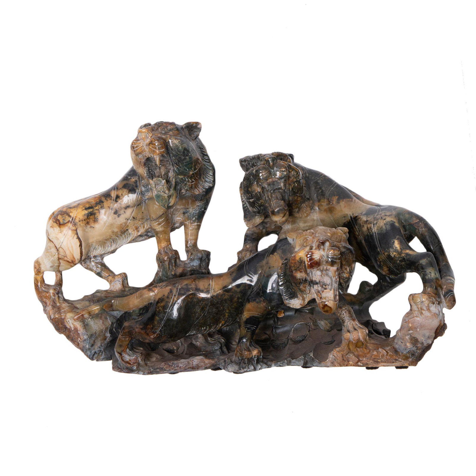 Chinese Hard-Stone Carved Tiger On The Mountain (1 of 6)